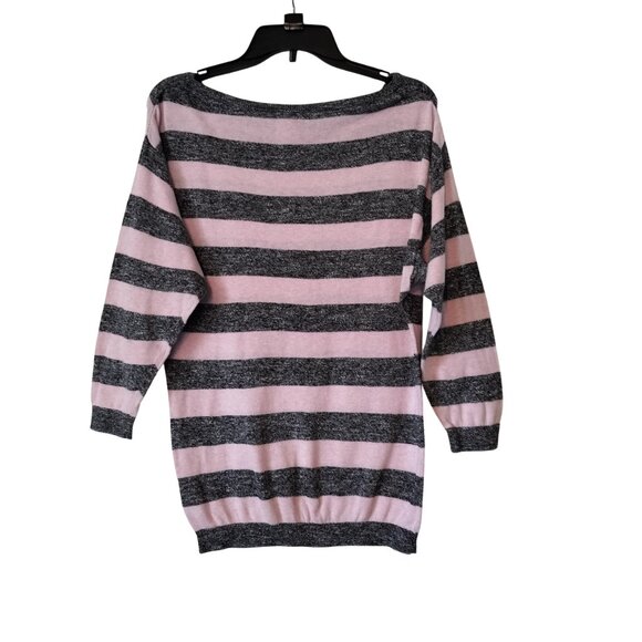 DIVIDED HM SWEATER Size 4 Pink and Grey Striped Long Sleeve #Basic #Cozycore - Picture 2 of 9